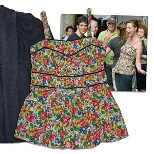 Anthropologie Flower Sleeveless Strappy Blouse